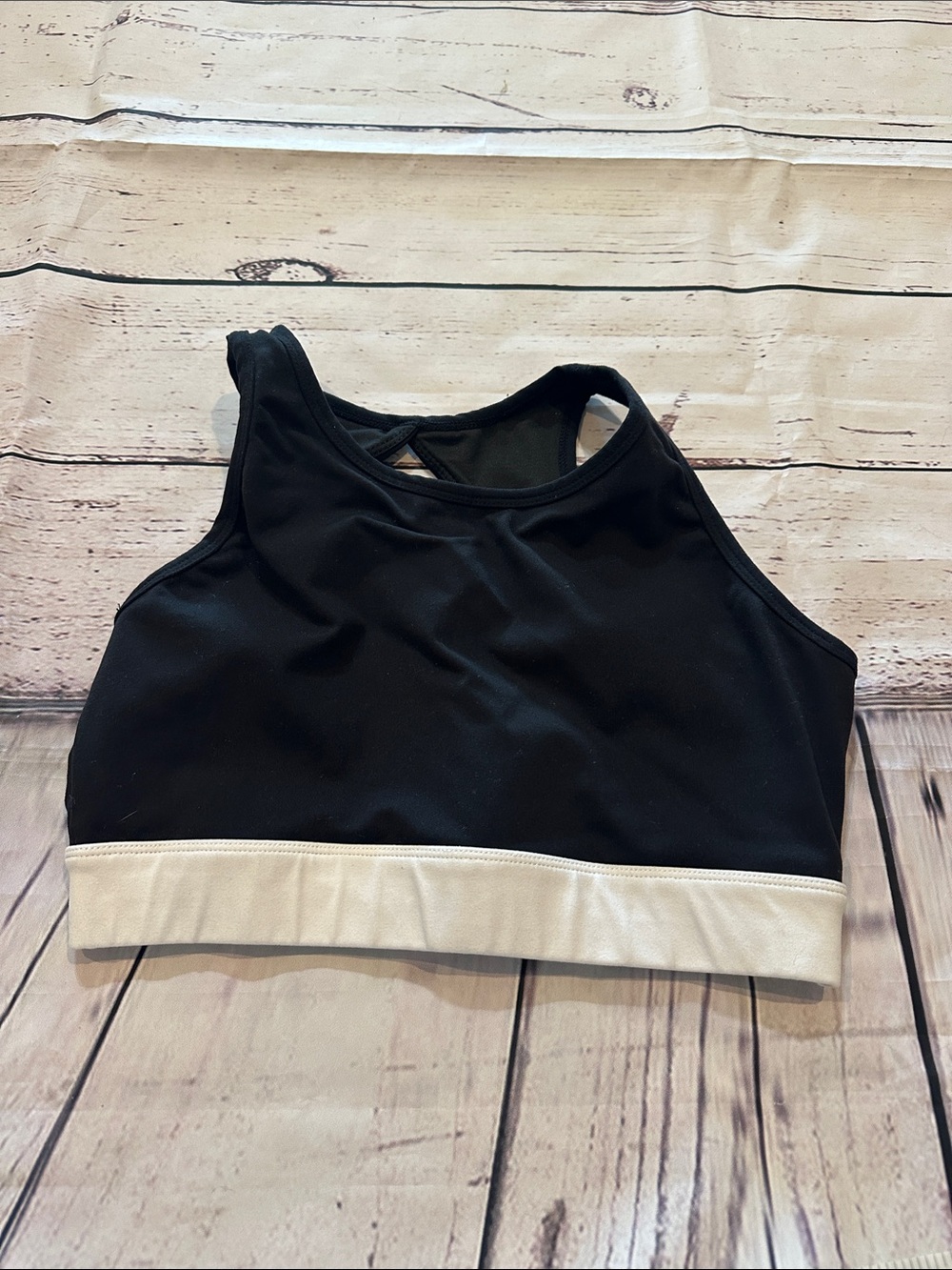 NVGTN Black Sports Bra with White Elastic Hem